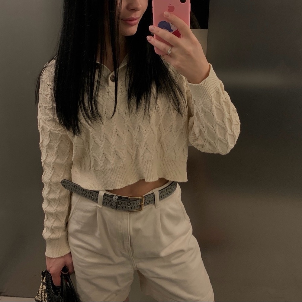 Cream Cable Knit Women's Sweater
